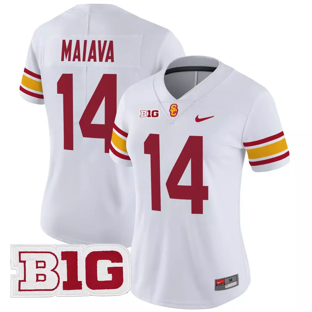 maiava 14 women s usc trojans white vapor jersey all stitched b1g patch 2025