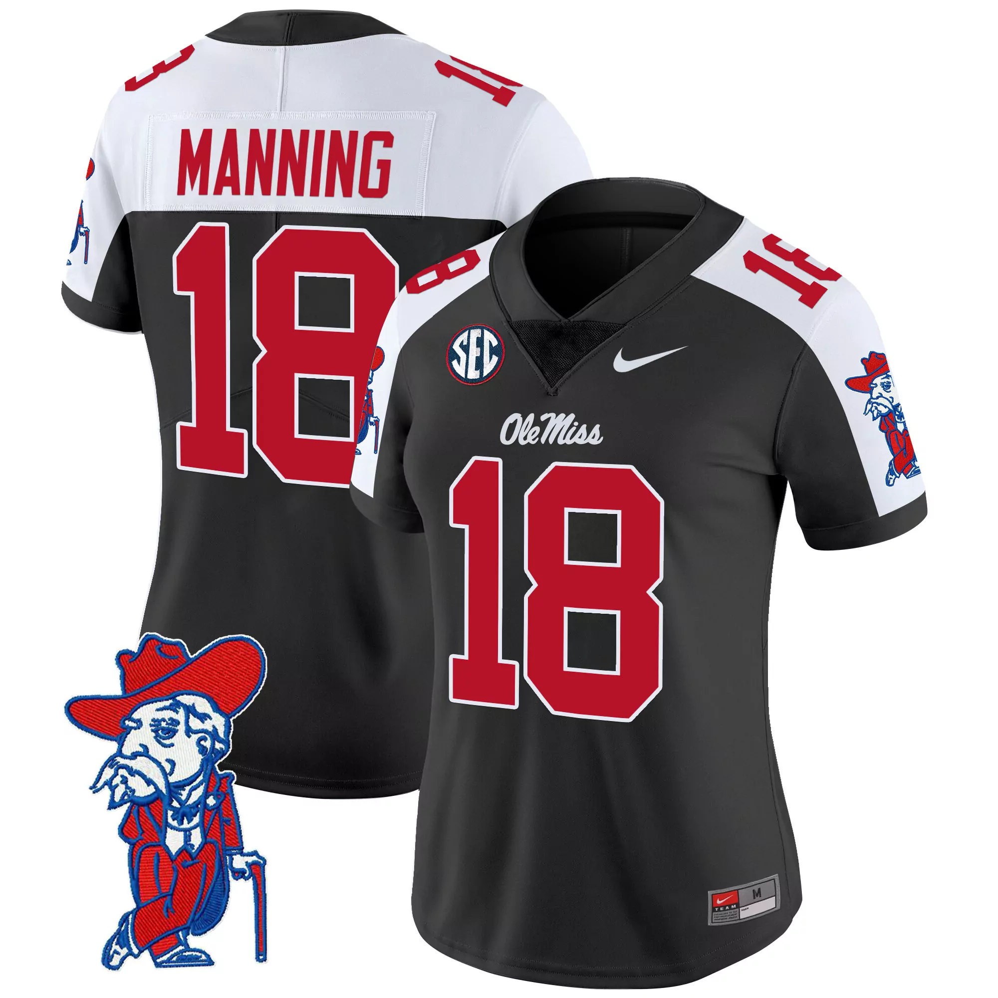 manning 18 women s ole miss rebels 2025 vapor limited jersey all stitched embroidered patch