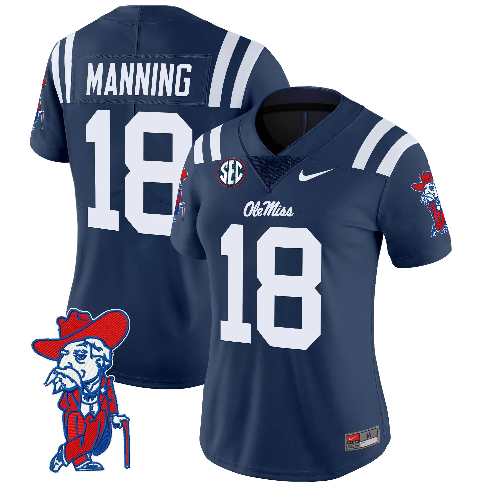 manning 18 women s ole miss rebels 2025 vapor limited jersey all stitched embroidered patch