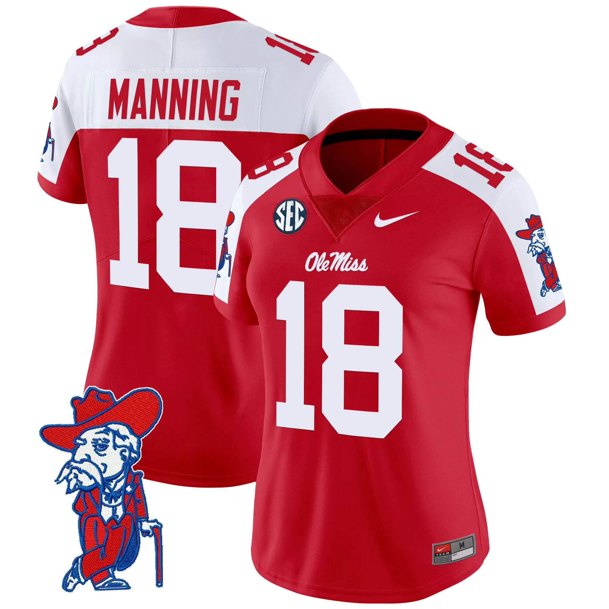 manning 18 women s ole miss rebels 2025 vapor limited jersey all stitched embroidered patch