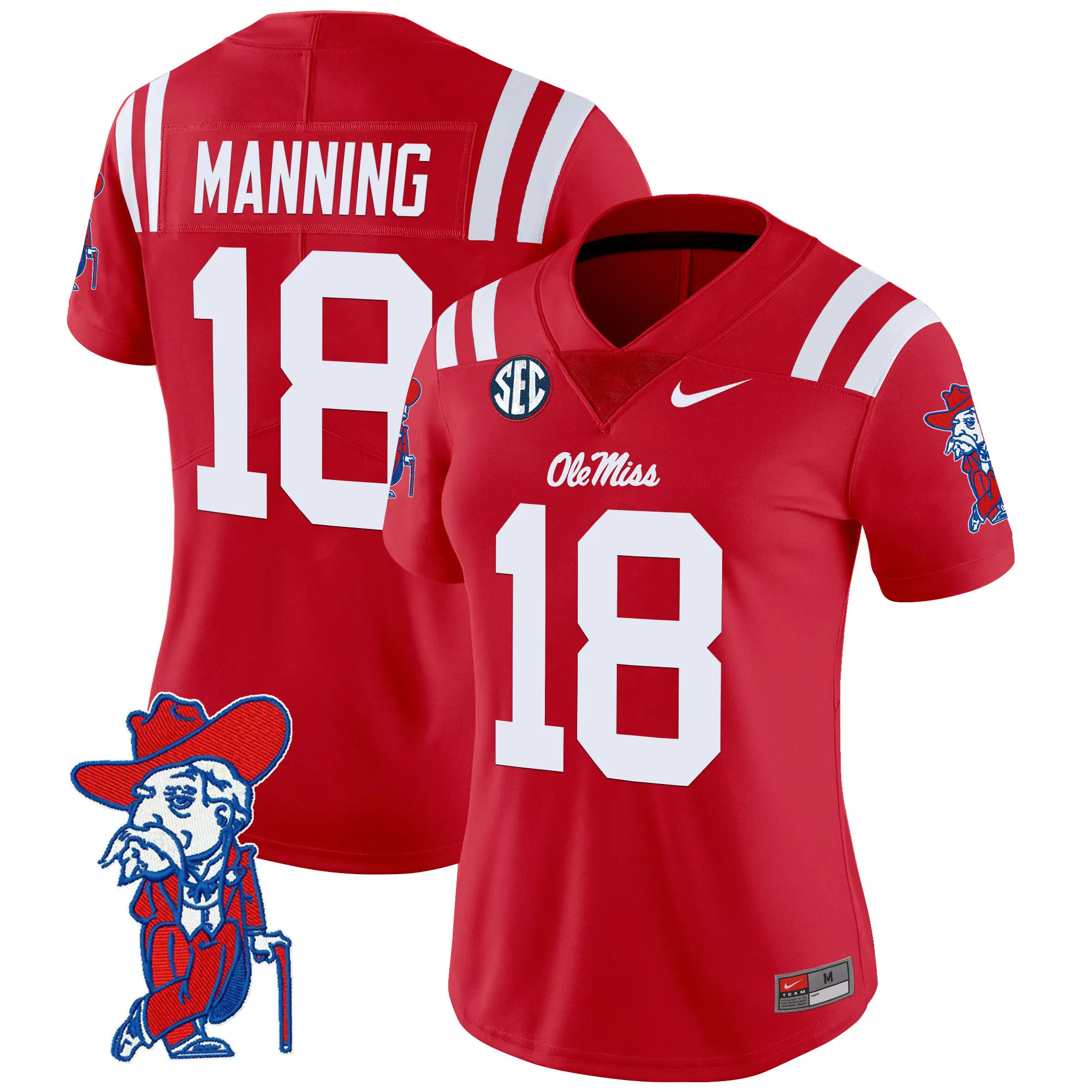 manning 18 women s ole miss rebels 2025 vapor limited jersey all stitched embroidered patch
