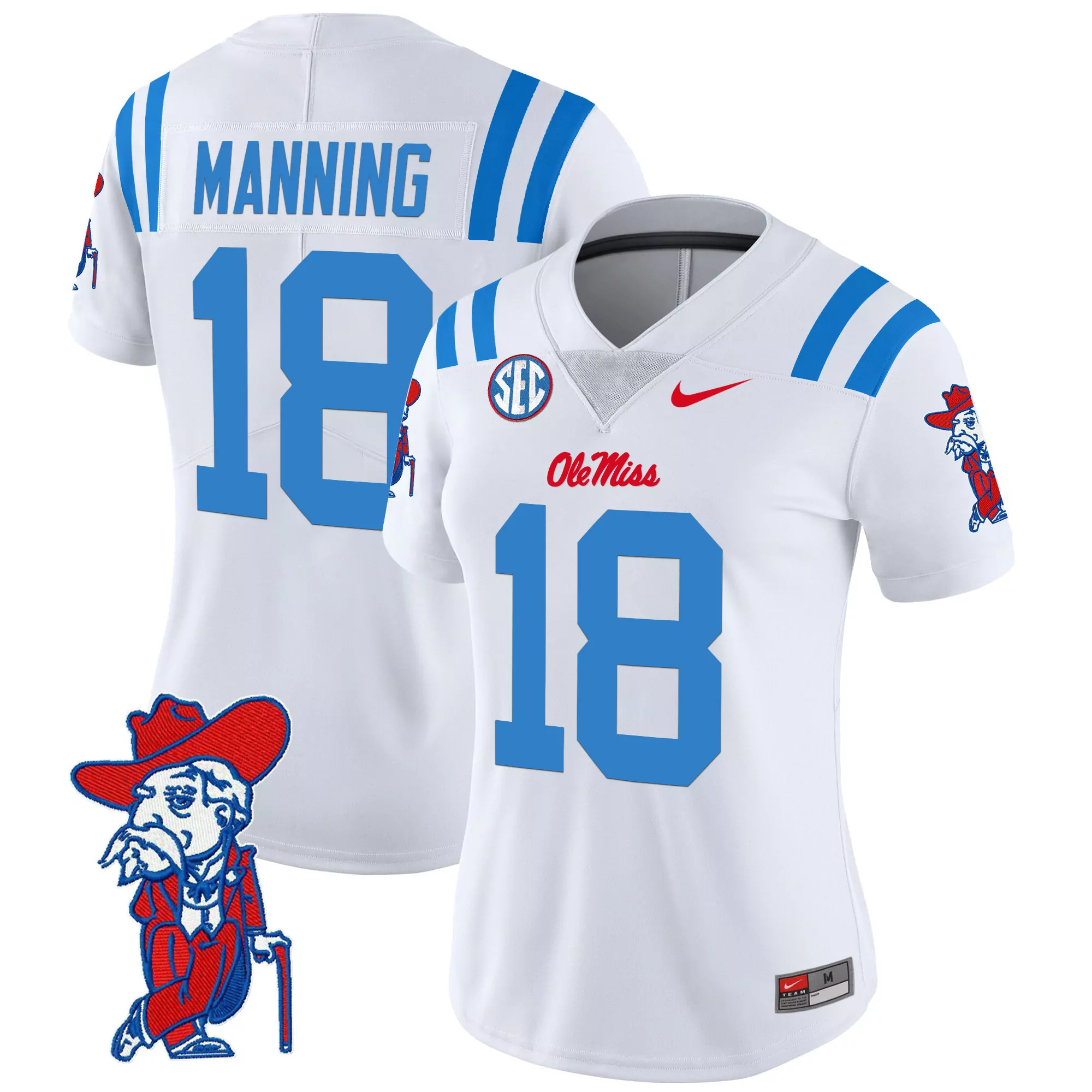 manning 18 women s ole miss rebels white vapor limited jersey 2025 embroidered patch