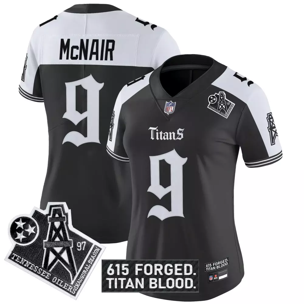 mcnair 9 women s tennessee titans black vapor jersey 615 forged patch 2023