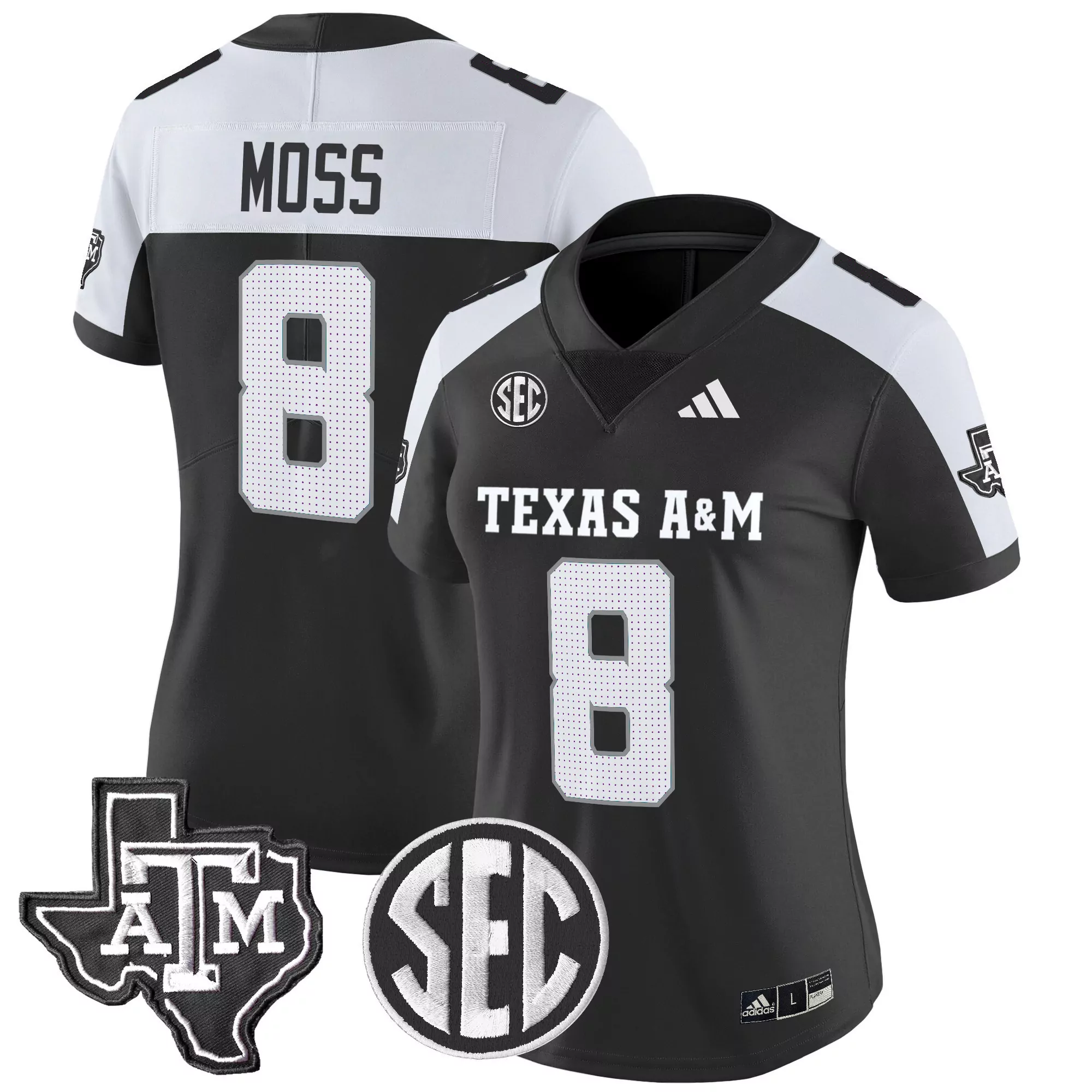 moss 8 women s texas a m aggies 2025 vapor limited jersey all stitched sec patch white