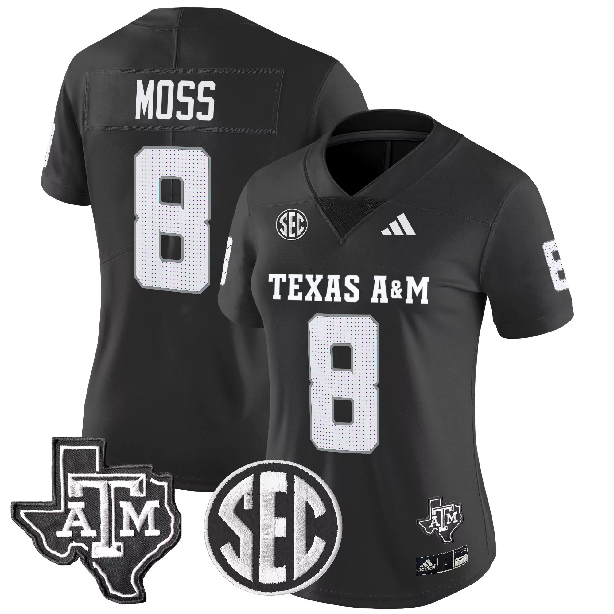 moss 8 women s texas a m aggies 2025 vapor limited jersey all stitched sec patch white