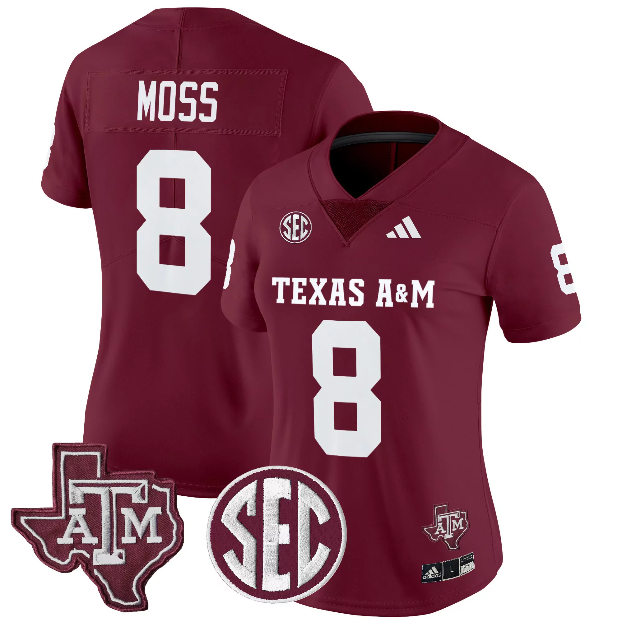 moss 8 women s texas a m aggies 2025 vapor limited jersey all stitched sec patch white