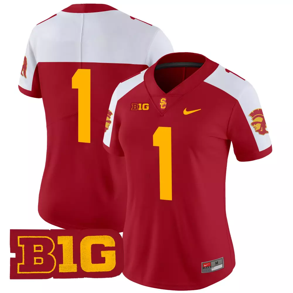 player not visible gender women s style vapor jersey all stitched patch b1g embroidered year 2025 usc trojans women s red vapor limited jersey b1g patch all stitched year 2025
