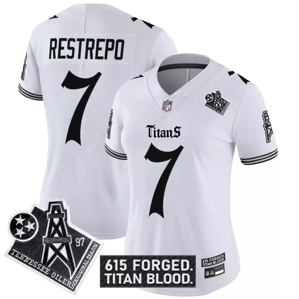 Restrepo 7 Men'S Stitched Jersey Black Tennessee Titans 615 Forged Patch 2023