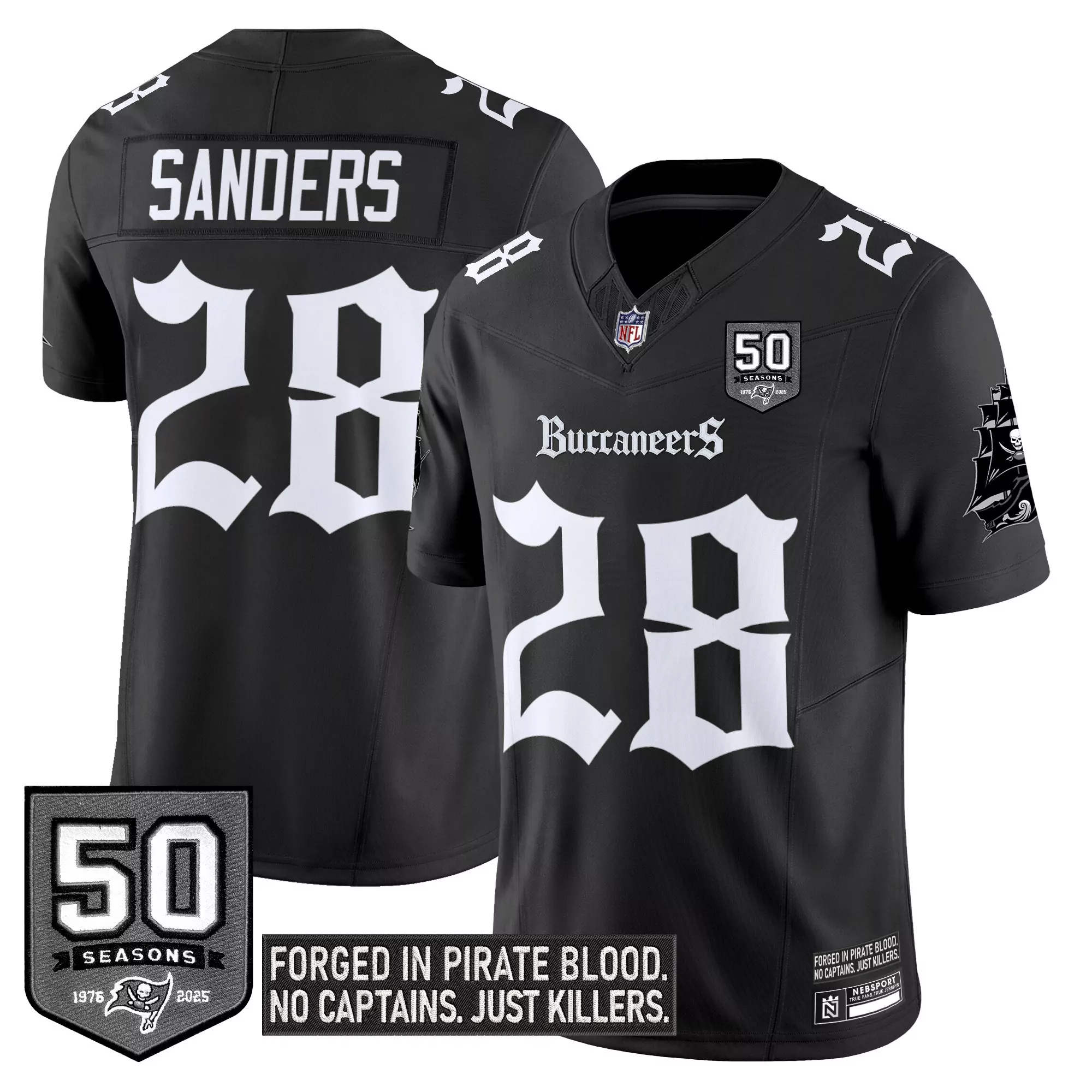 sanders 28 men s vapor jersey tampa bay buccaneers black 50 seasons edition