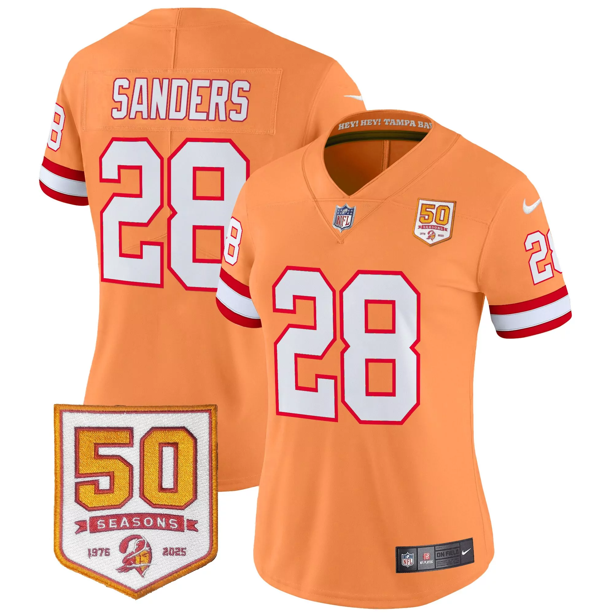 sanders 28 women s vapor jersey tampa bay buccaneers 50th season patch orange stitched