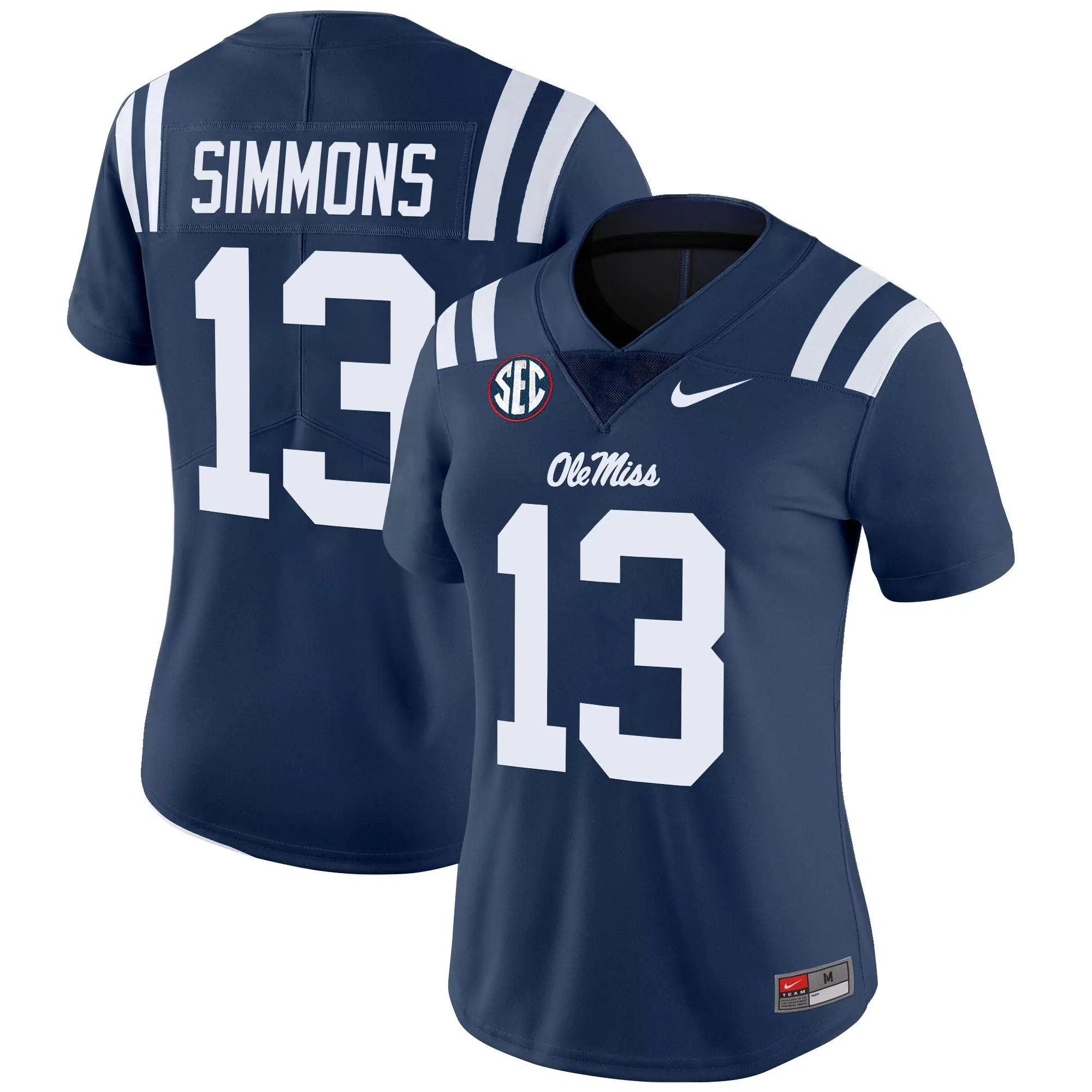 simmons 13 women s ole miss rebels black vapor limited jersey 2025 embroidered patch
