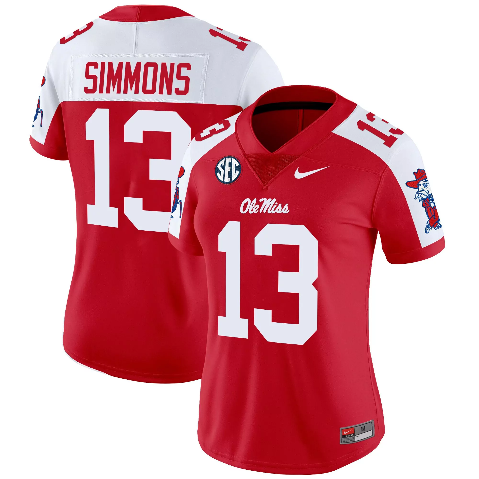 simmons 13 women s ole miss rebels black vapor limited jersey 2025 embroidered patch