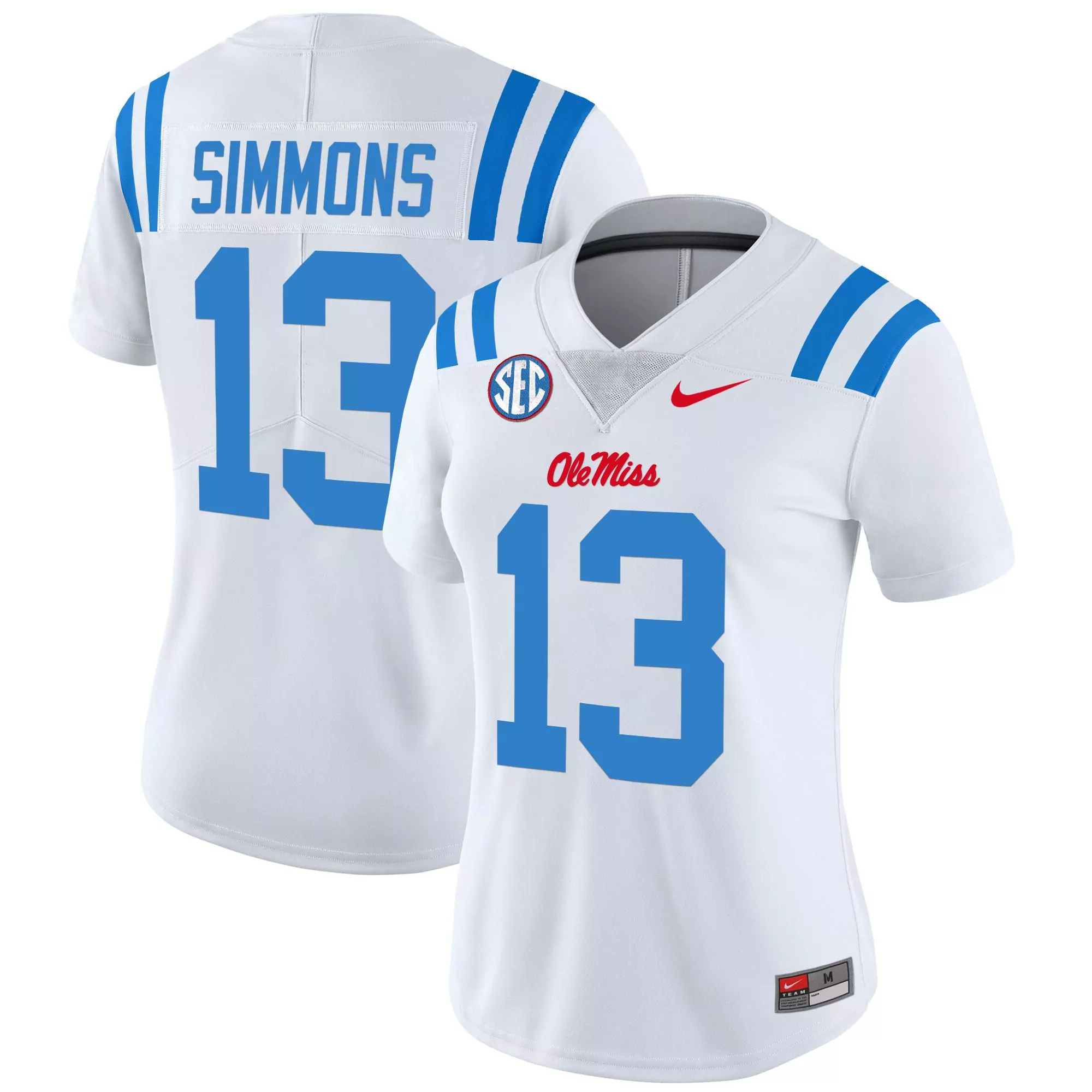 simmons 13 women s ole miss rebels red vapor limited jersey 2025 embroidered patch