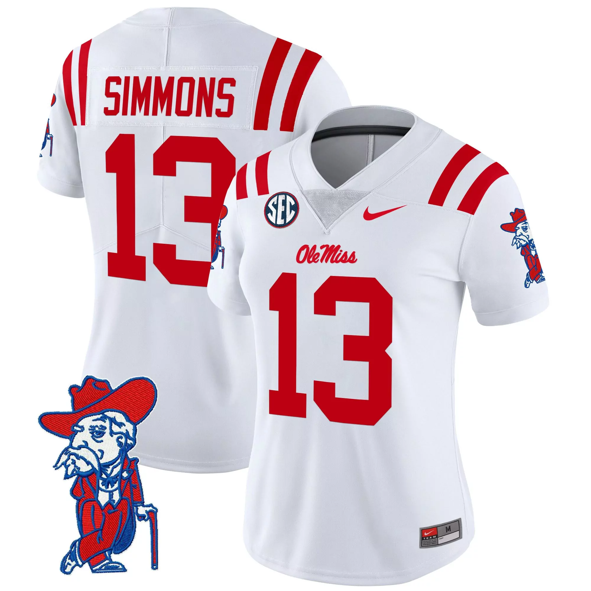 simmons 13 women s ole miss rebels red vapor limited jersey 2025 embroidered patch