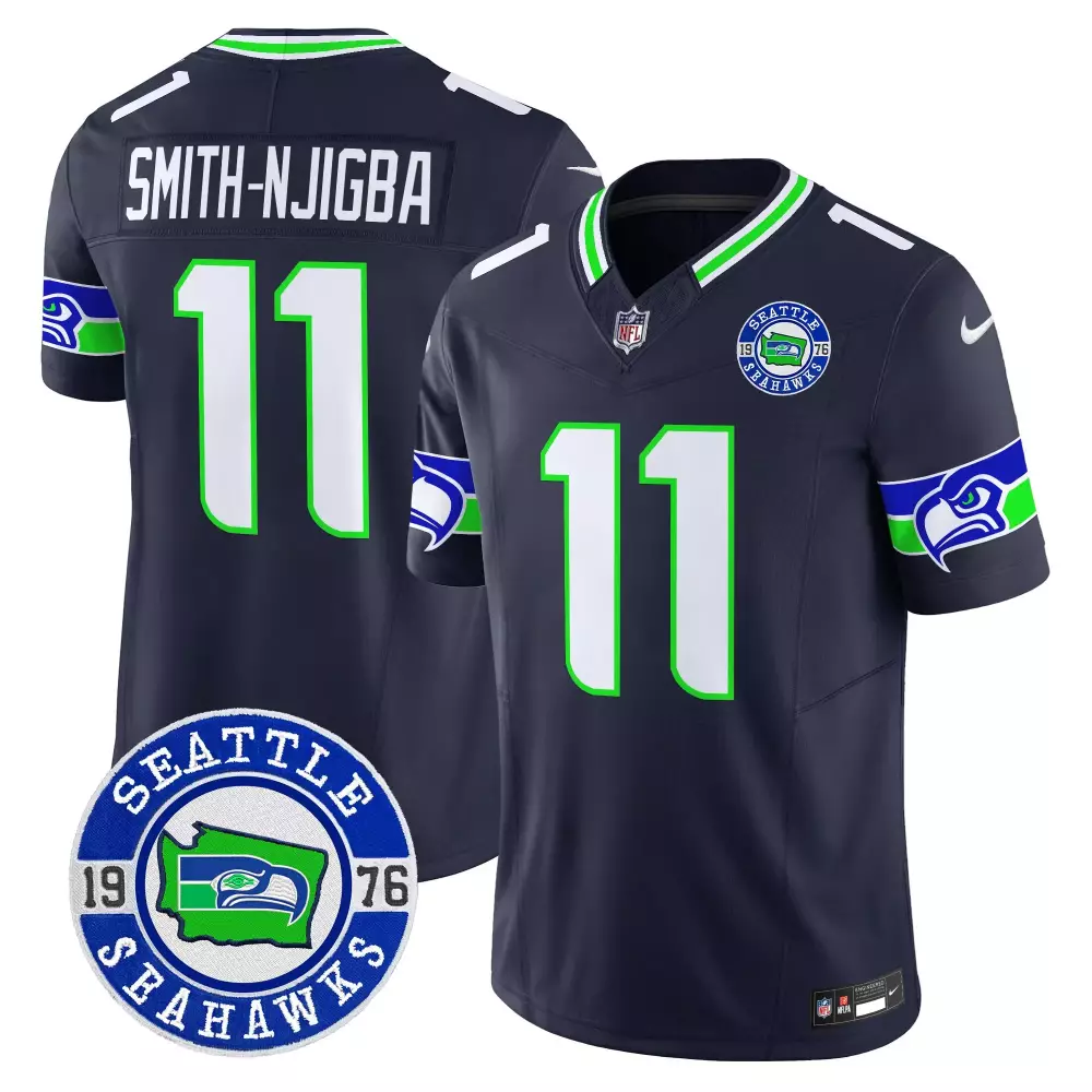 Smith Njigba Seattle Seahawks Vapor Jersey | Black 50th Anniversary Stitched 2023 | For Men, Women & Youth