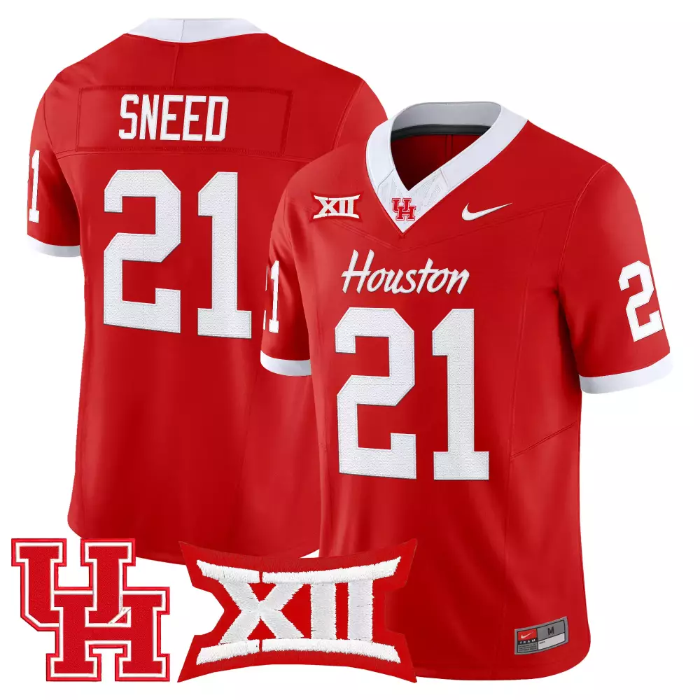 sneed 21 men s black houston cougars vapor jersey stitched embroidered xii patch 2025