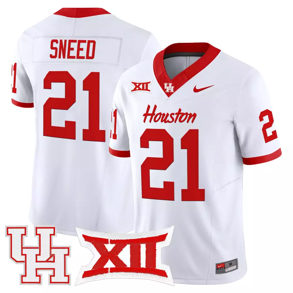 sneed 21 men s black houston cougars vapor jersey stitched embroidered xii patch 2025