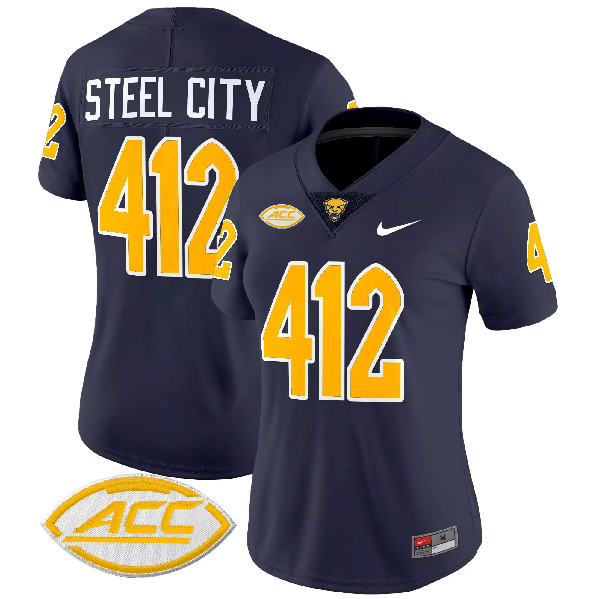 steel city 412 women s blue vapor limited jersey 2025 acc patch