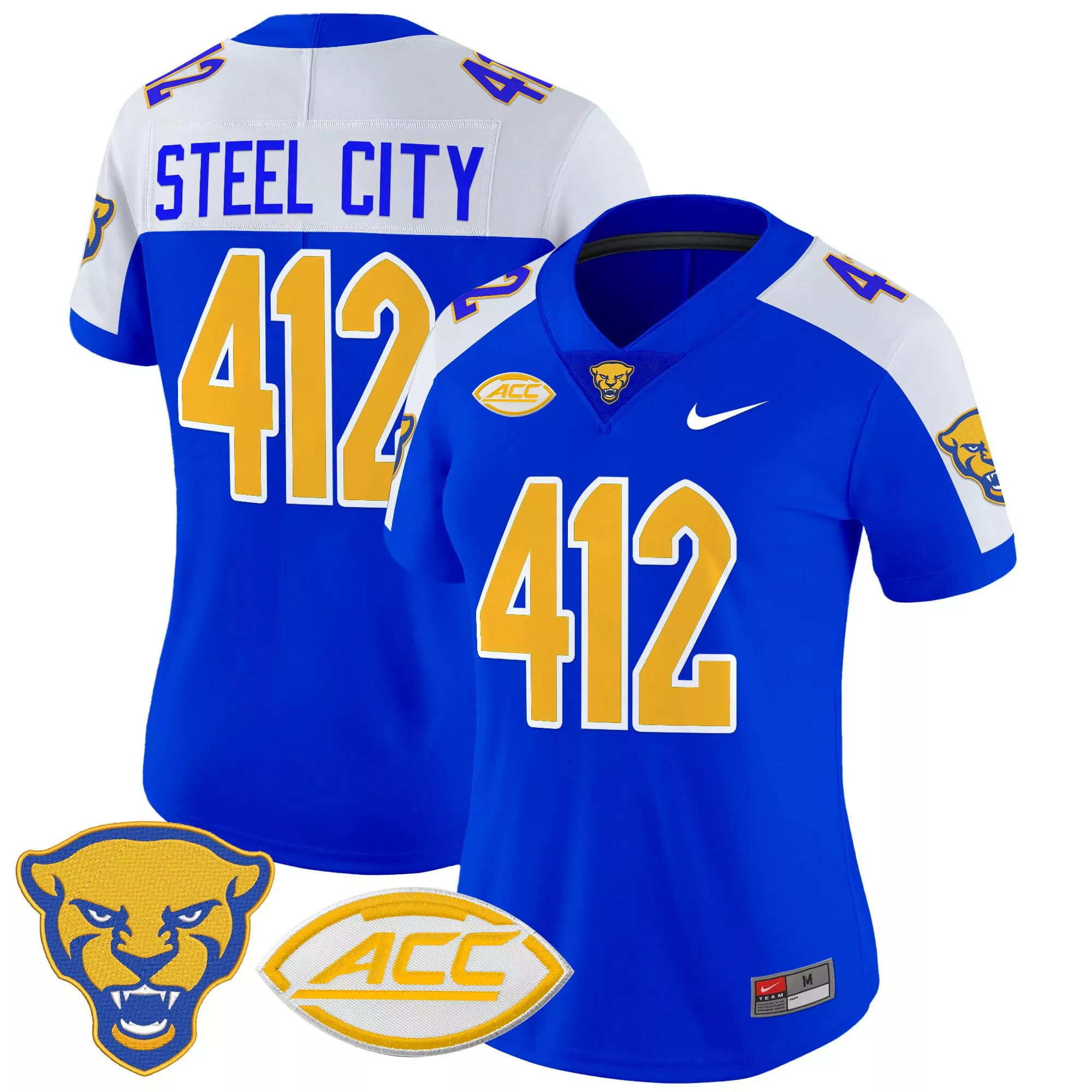 steel city 412 women s blue vapor limited jersey 2025 acc patch