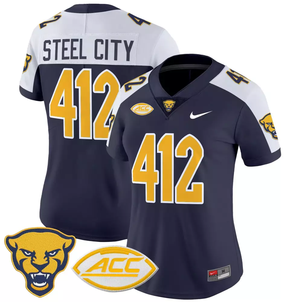 Steel City 412 Women's Stitched Vapor Jersey | Navy Color | Pittsburgh Panthers 2025 ACC Patch | For Women