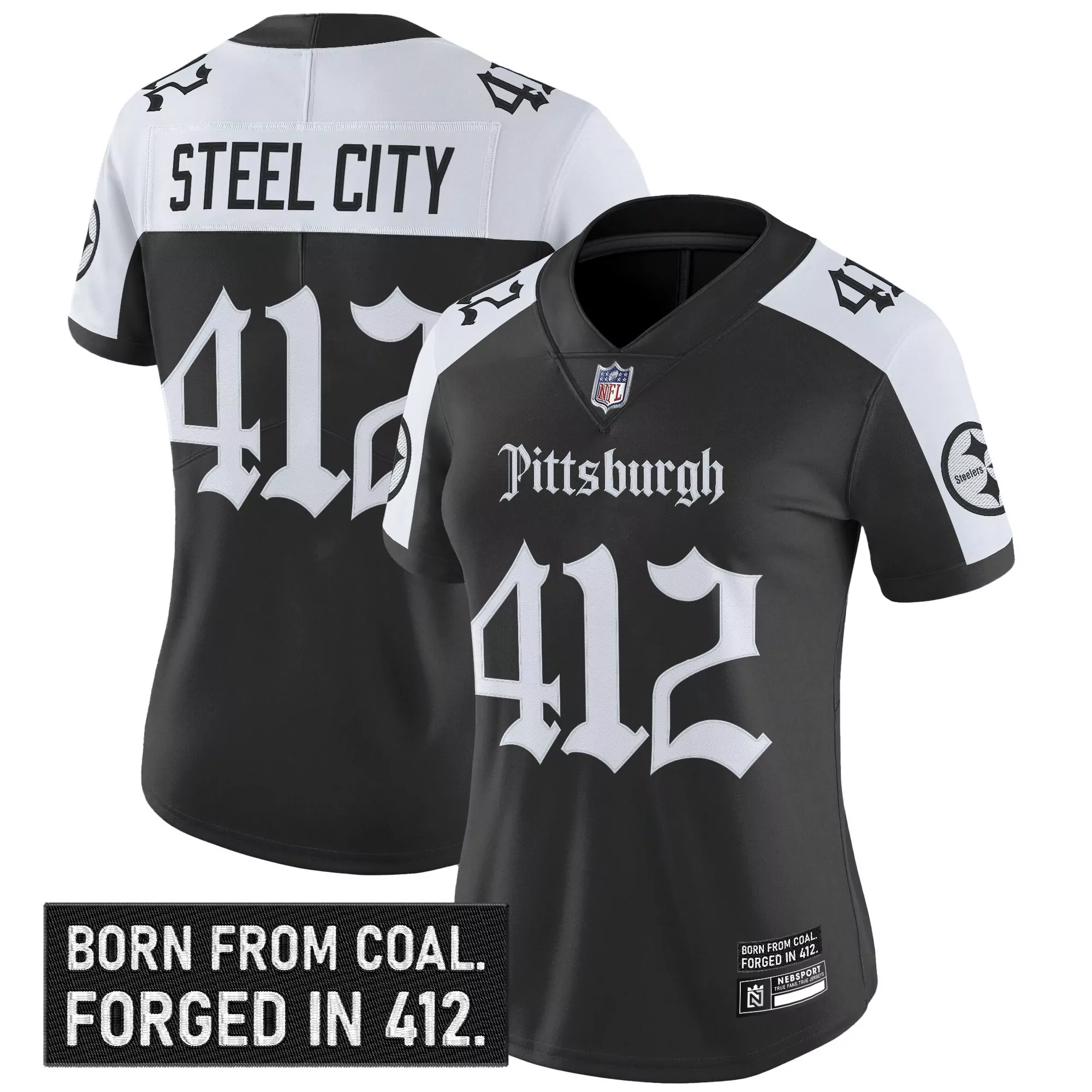 steel city 412 women s blue vapor limited jersey 2025 acc patch