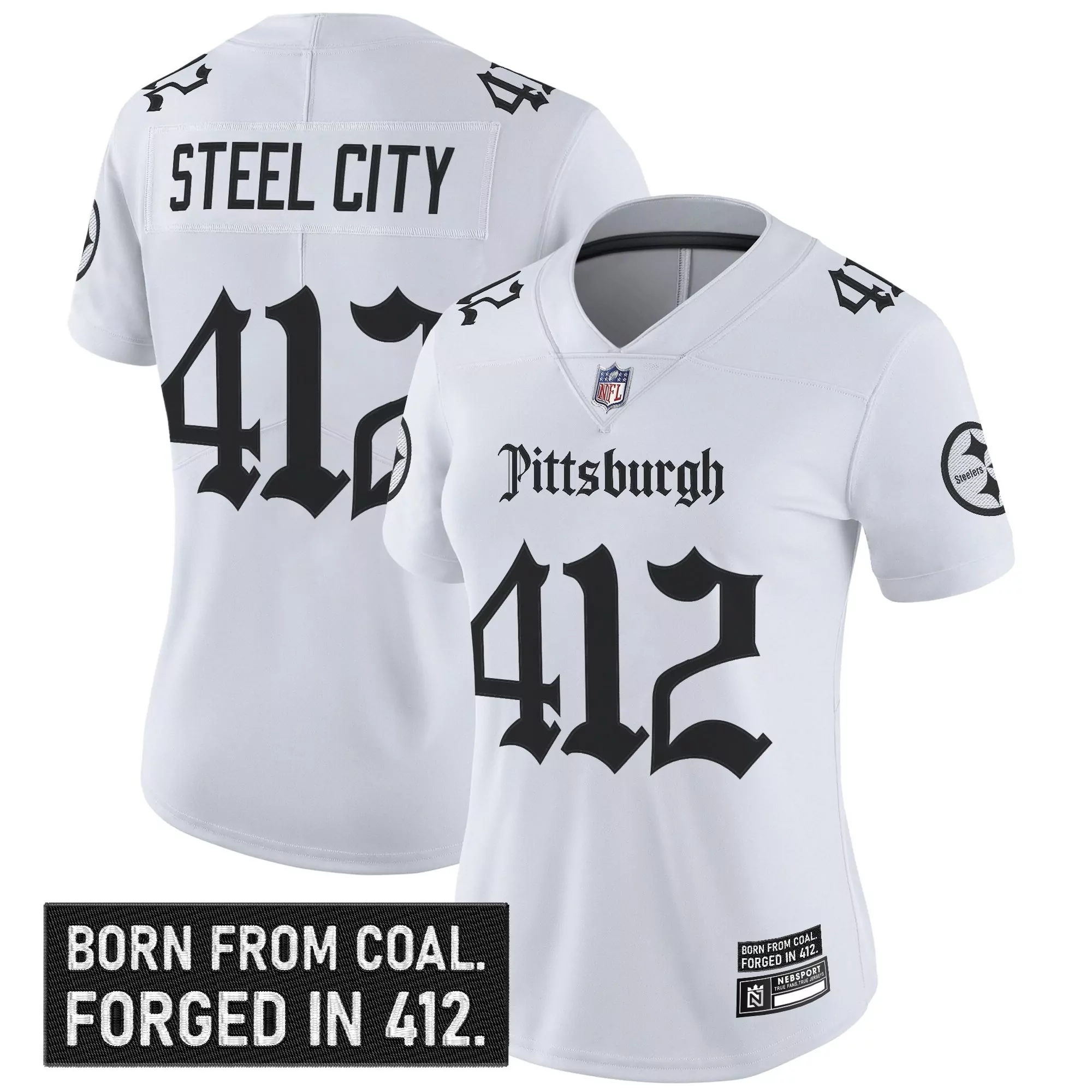 steel city 412 women s blue vapor limited jersey 2025 acc patch