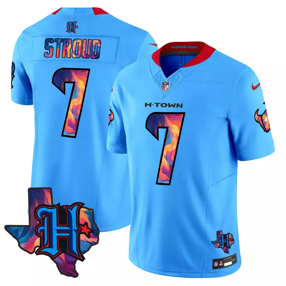 stroud 7 men s vapor jersey houston texans 2024 h town patch blue stitched