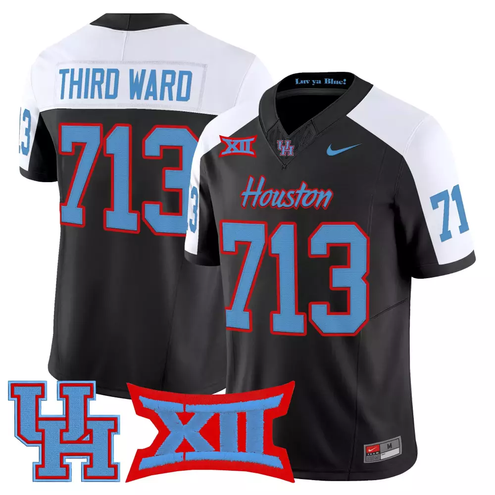 third ward 713 men s houston cougars 2025 vapor jersey all stitched light blue embroidered xii patch
