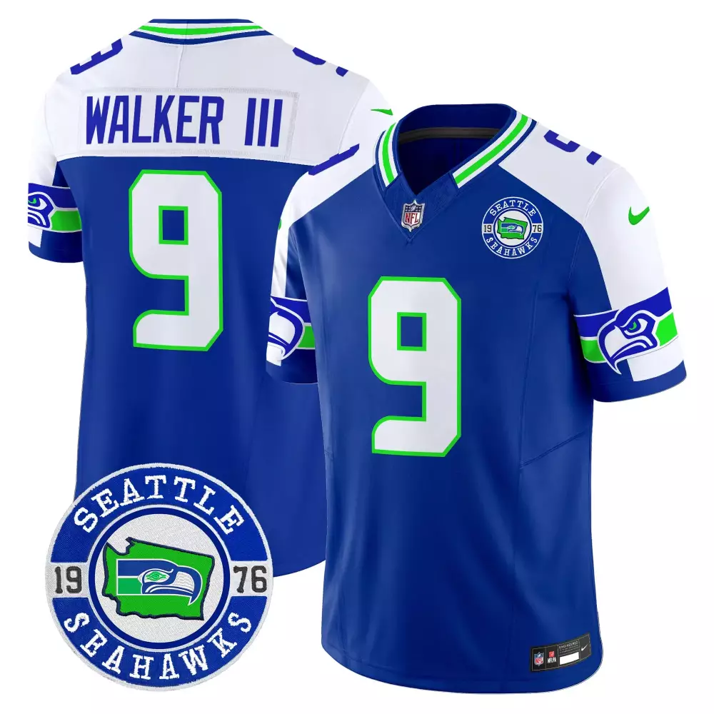 Walker III Seattle Seahawks 2025 Blue Vapor Stitched Jersey with 1976 Patch | For Men, Women & Youth