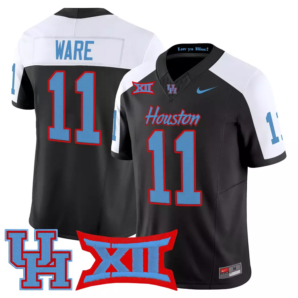 university of houston cougars custom black jersey with player name number 00