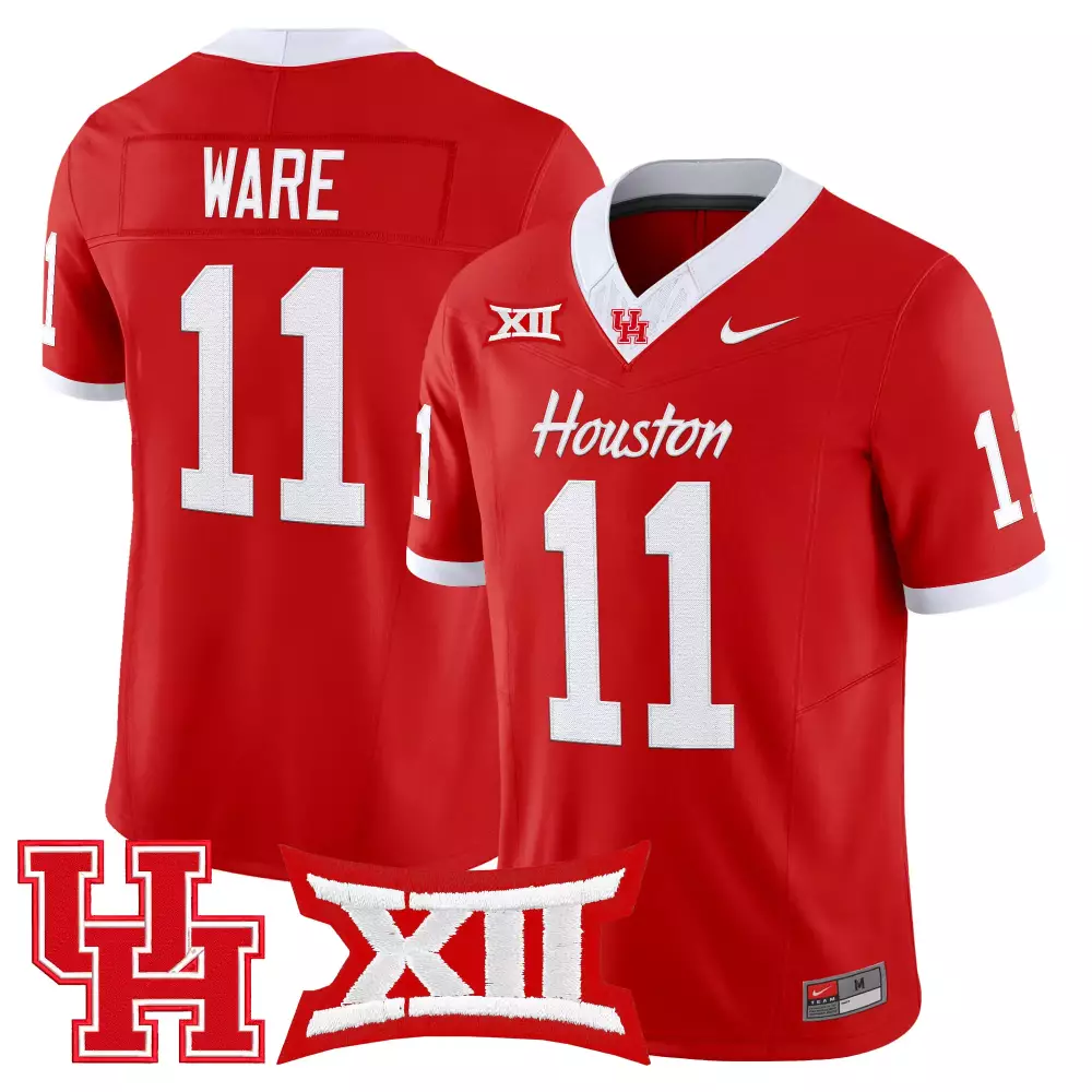ware 11 men s houston cougars red vapor jersey all stitched embroidered xii patch 2025