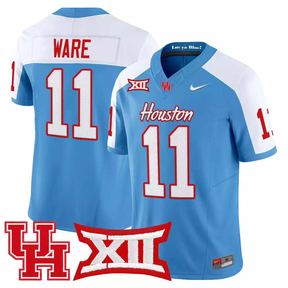 ware 11 men s houston cougars red vapor jersey all stitched embroidered xii patch 2025