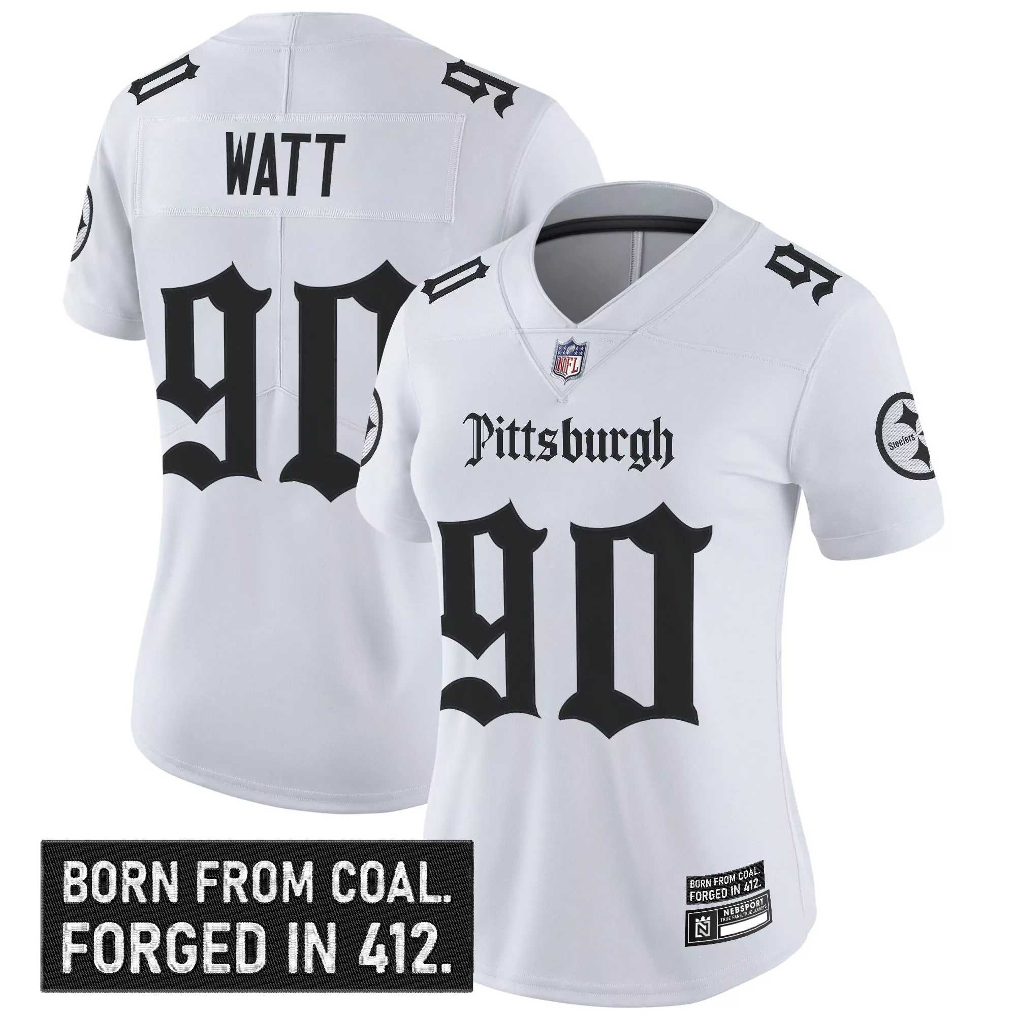 watt 90 women s pittsburgh steelers white vapor jersey stitched 2023 born from coal patch