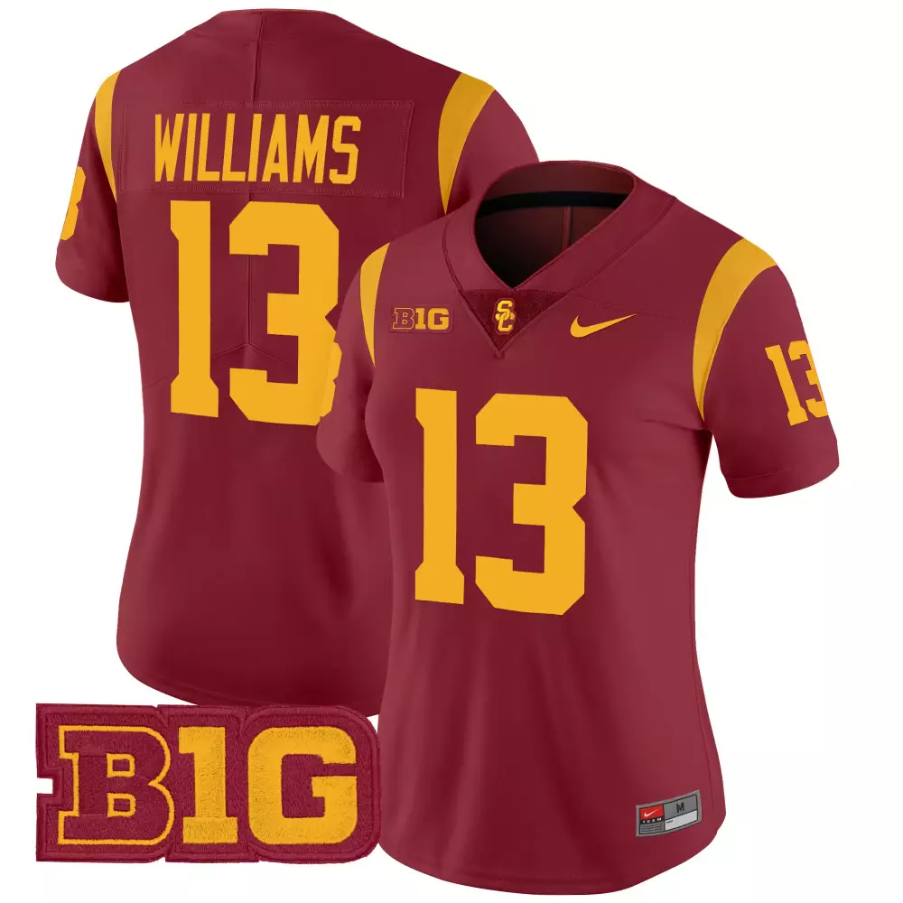 Williams 13 Usc Trojans Men'S Black Stitched Jersey With B1G Patch 2025