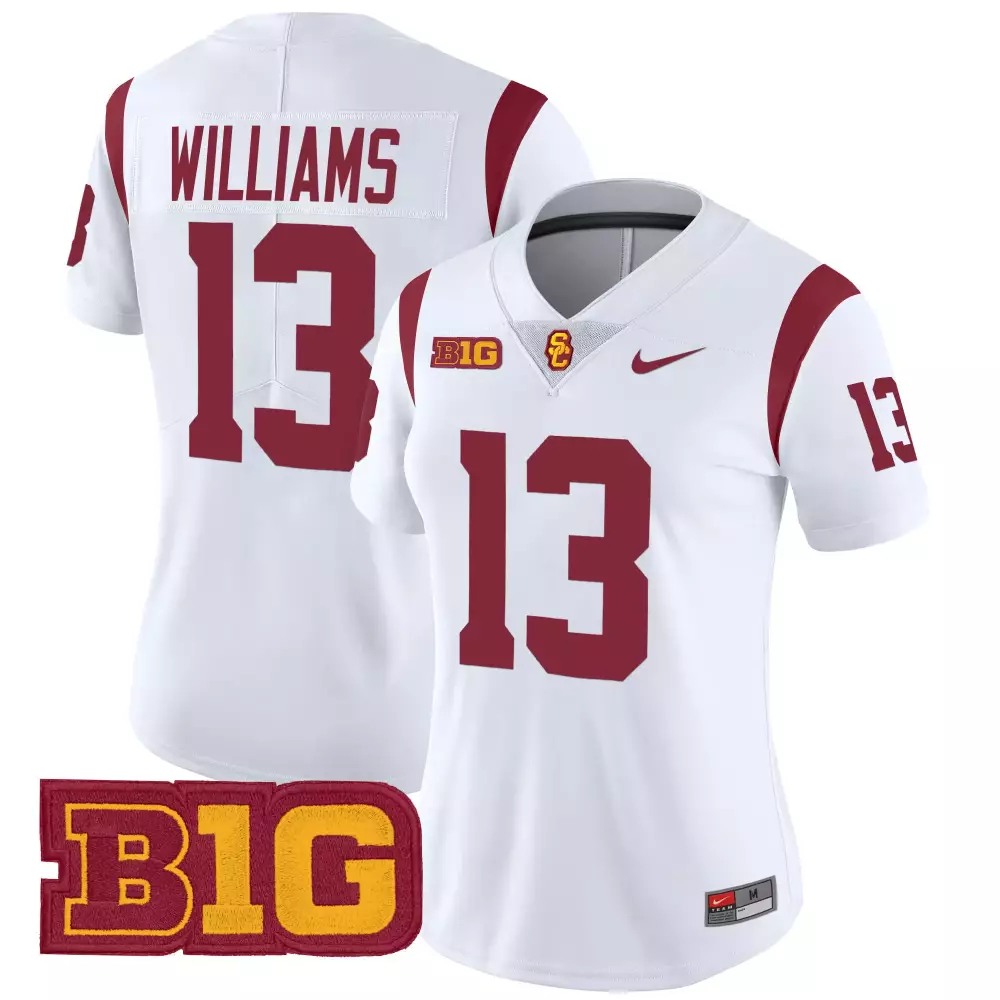 williams 13 women s usc trojans white vapor jersey all stitched b1g patch 2025