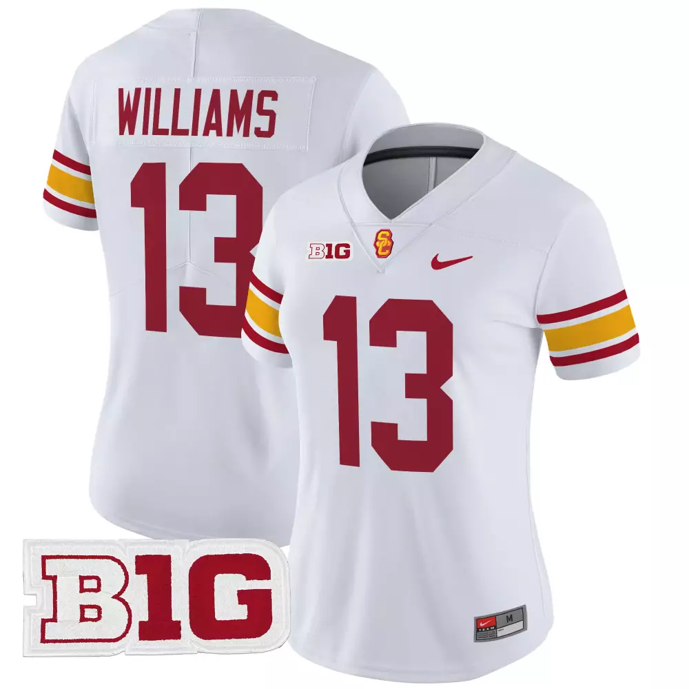 williams 13 women s usc trojans white vapor jersey all stitched b1g patch 2025
