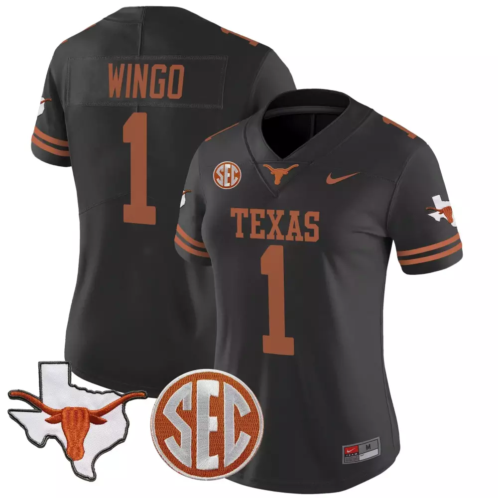 Wingo 1 Women's Texas Longhorns Vapor Stitched Jersey | 2025 SEC Patch Black | For Women