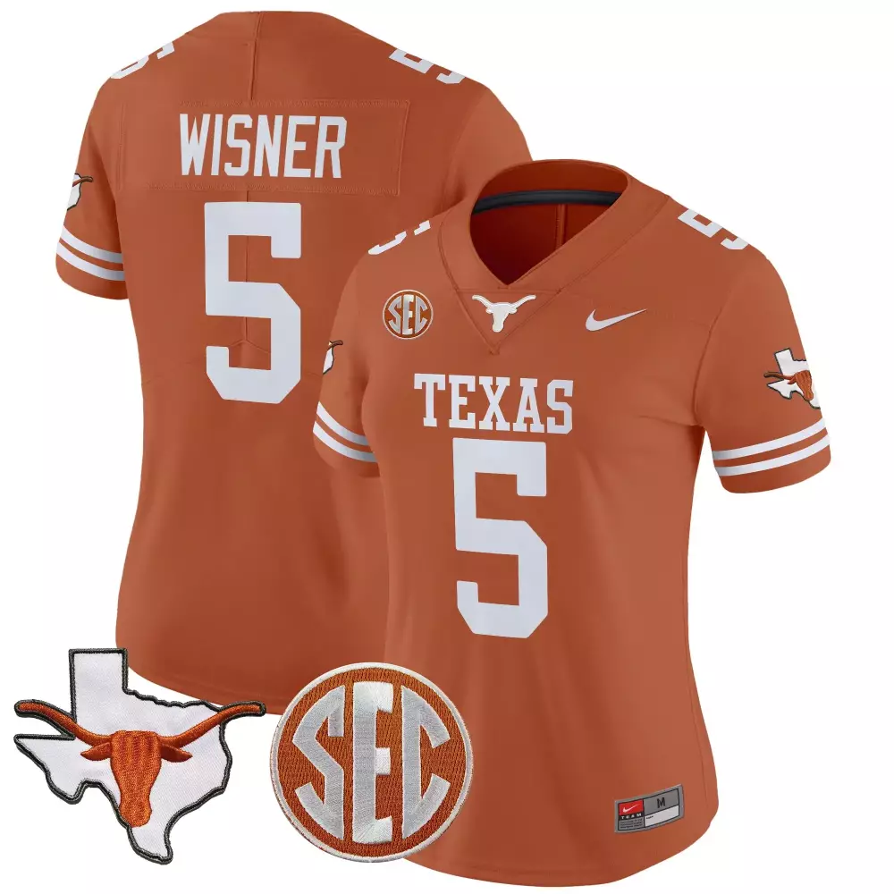 Wisner 5 Texas Longhorns 2025 Stitched Jersey White Male Style Name Patch