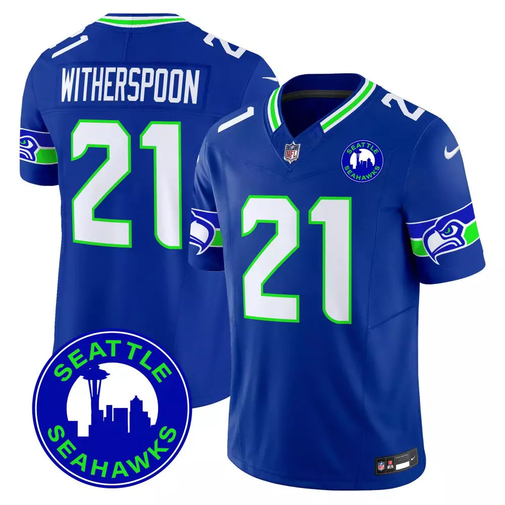 Witherspoon 21 Seattle Seahawks Vapor Stitched Jersey | Blue 2025 City Patch | Limited Edition Fan Gear | For Men, Women & Youth