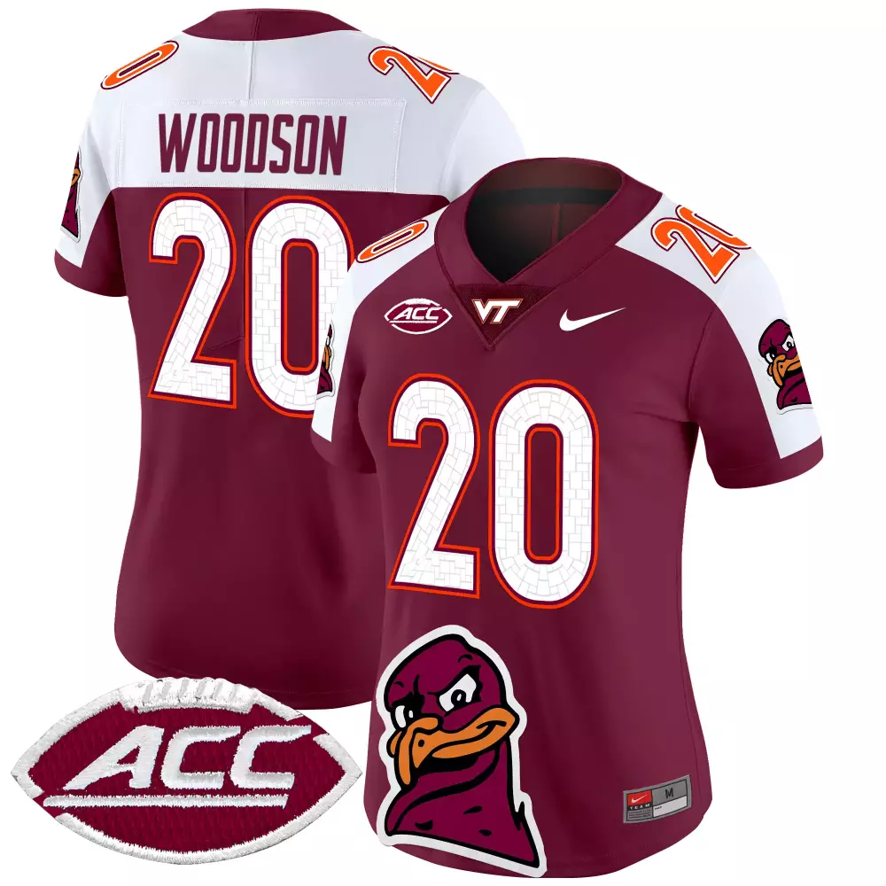 woodson 20 women s virginia tech hokies maroon vapor stitched jersey with acc patch 2025
