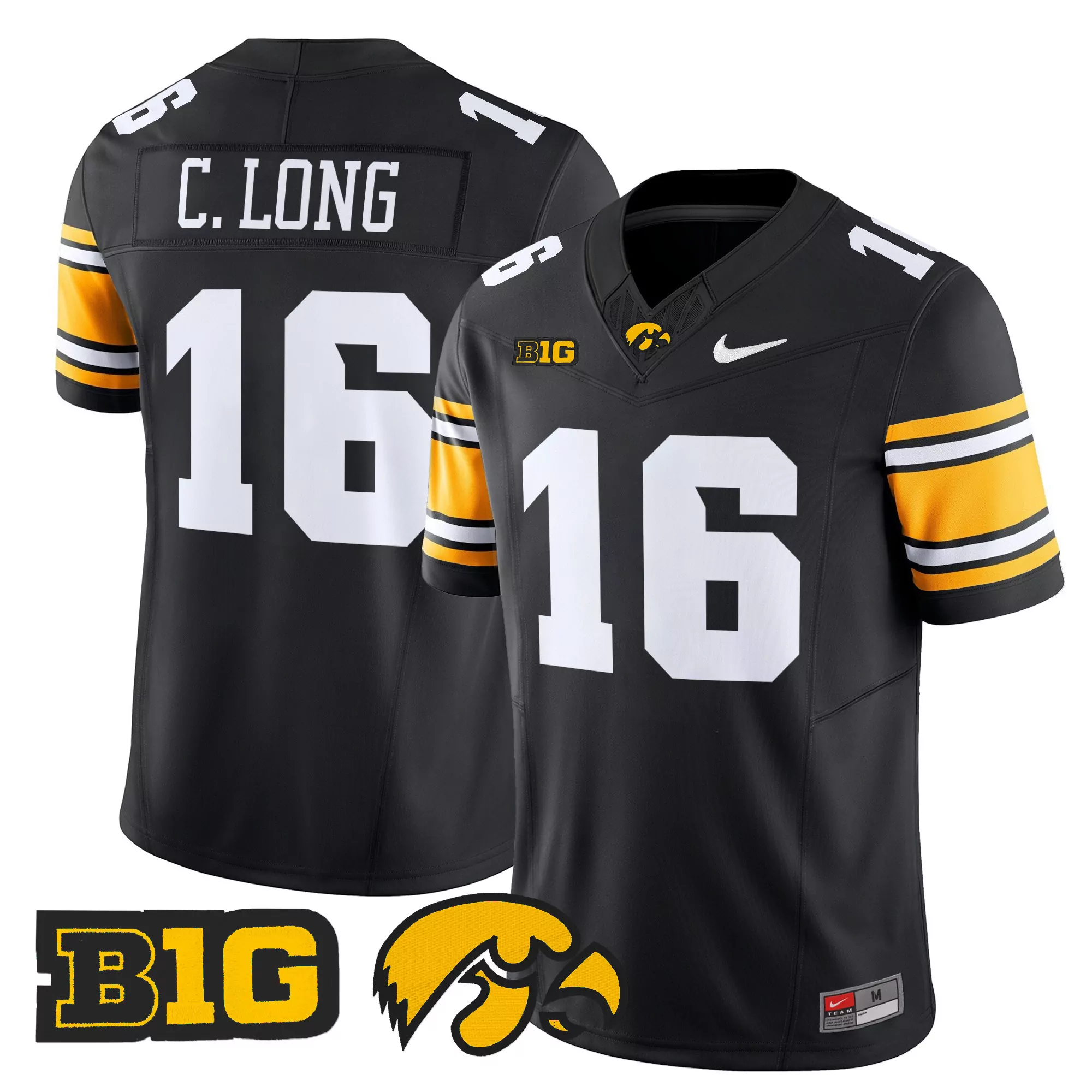 iowa hawkeyes black stitched jersey 2025 with name patch men s midwest grit 319