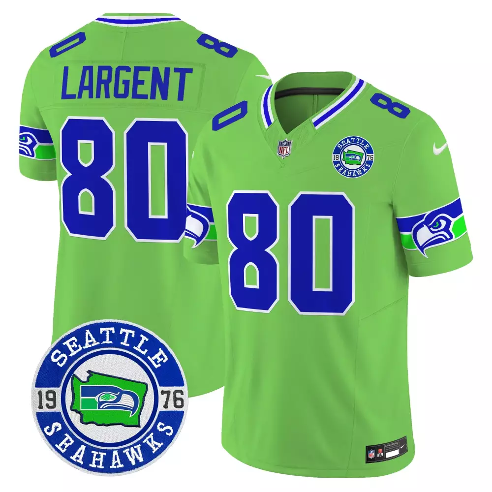 Largent 80 Seahawks Green Stitched Limited Jersey | 2025 Name Patch | Fan Gear for Game Day | For Men, Women & Youth