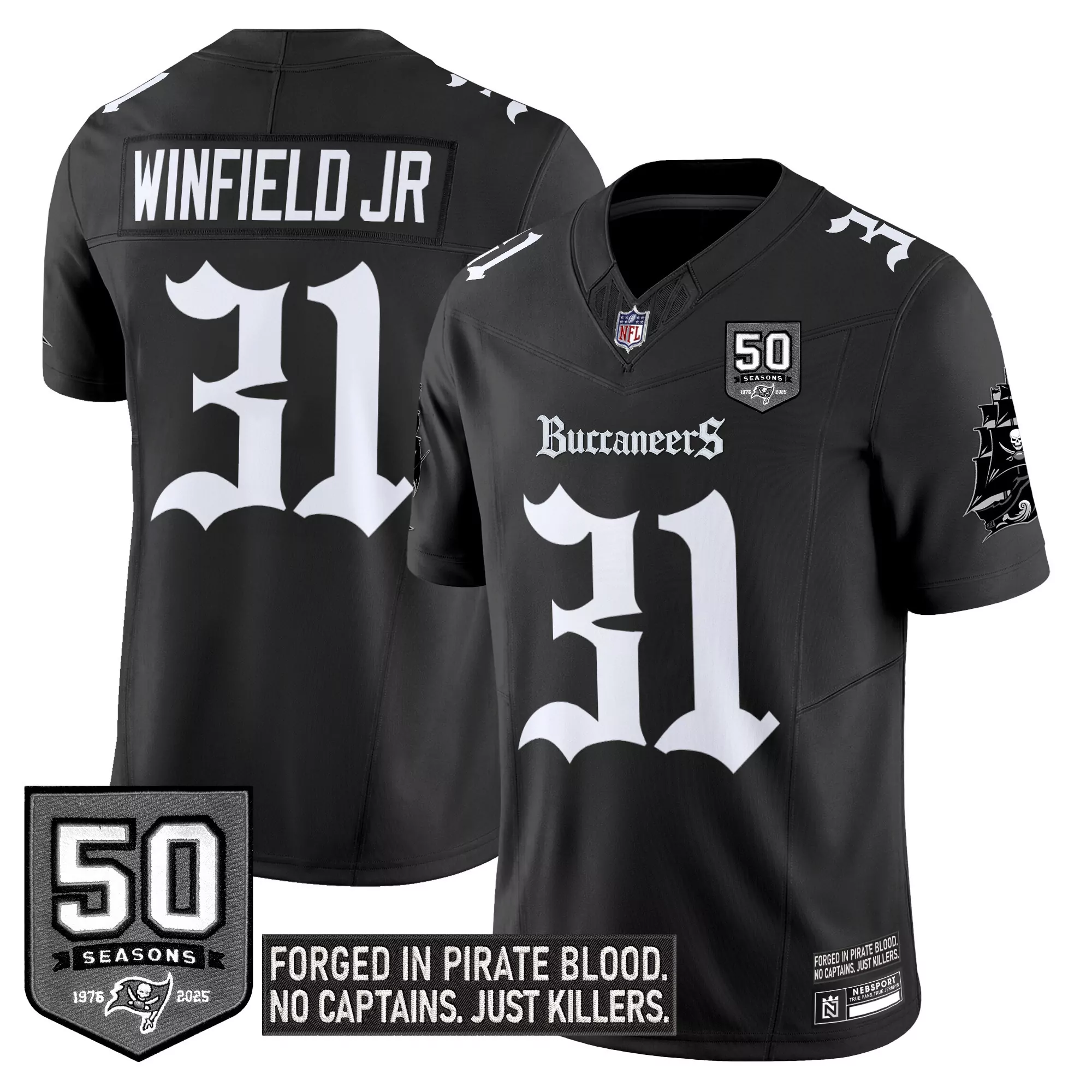 men s tampa bay buccaneers black stitched jersey winfield jr 31 2023 50 seasons edition