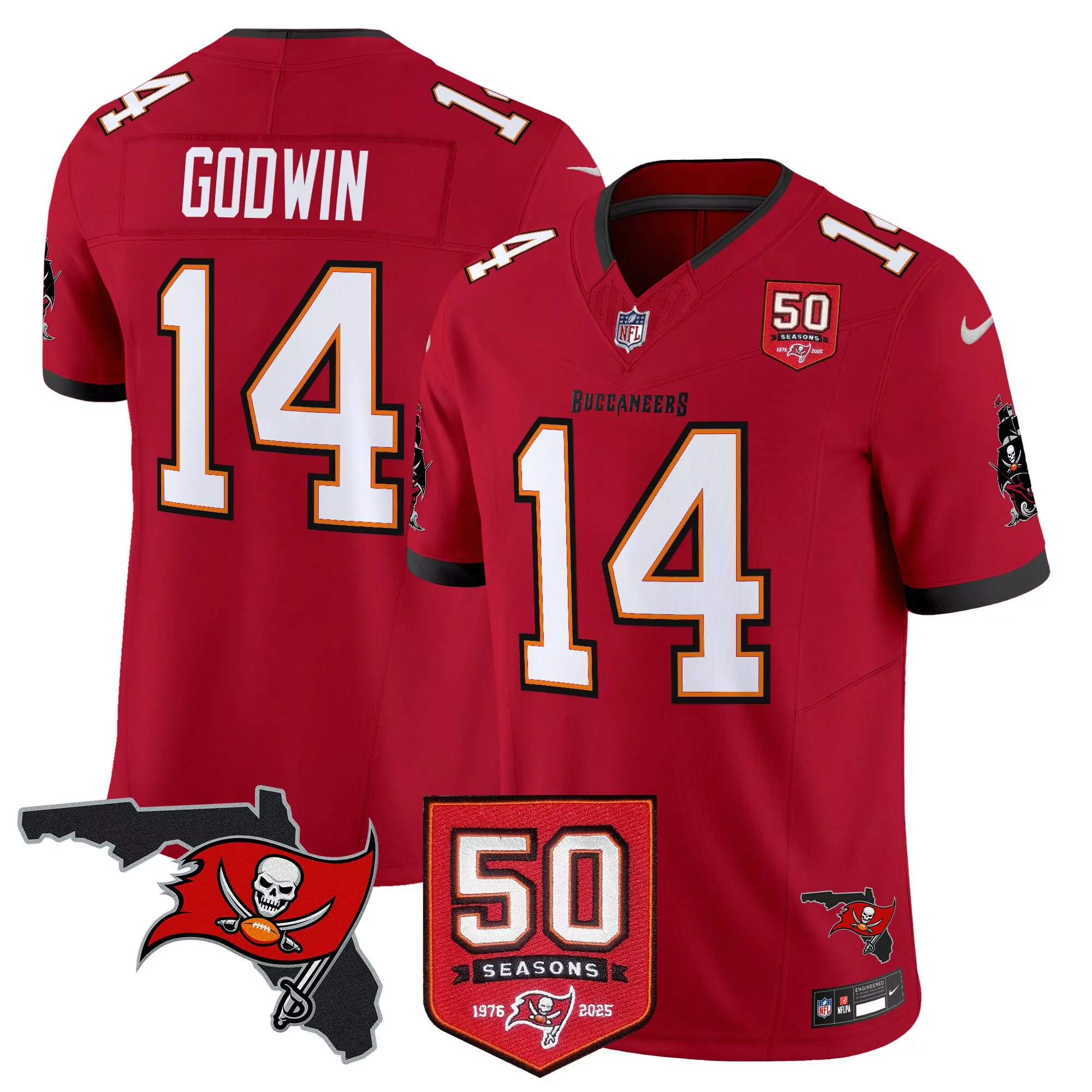 men s tampa bay buccaneers red stitched jersey chris godwin 14 50 seasons patch 2023