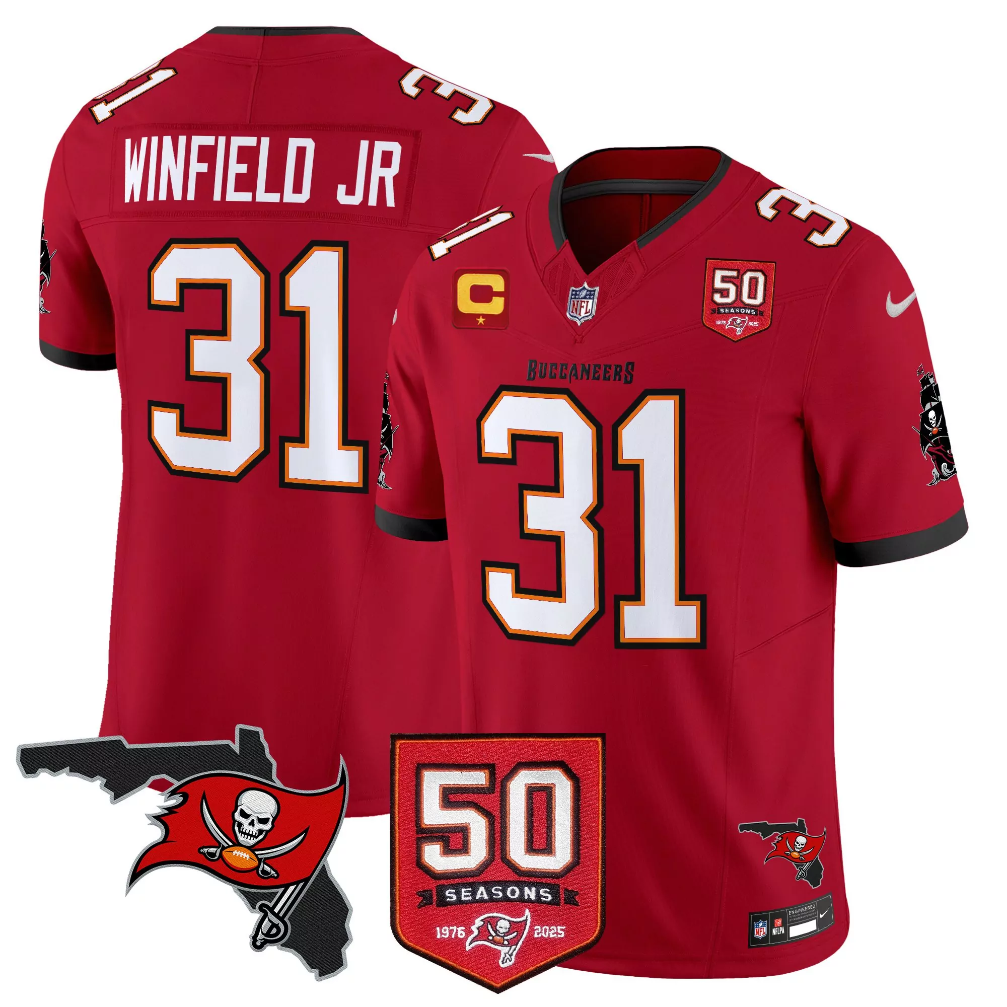 men s tampa bay buccaneers red stitched jersey winfield jr 31 50 seasons patch 2023