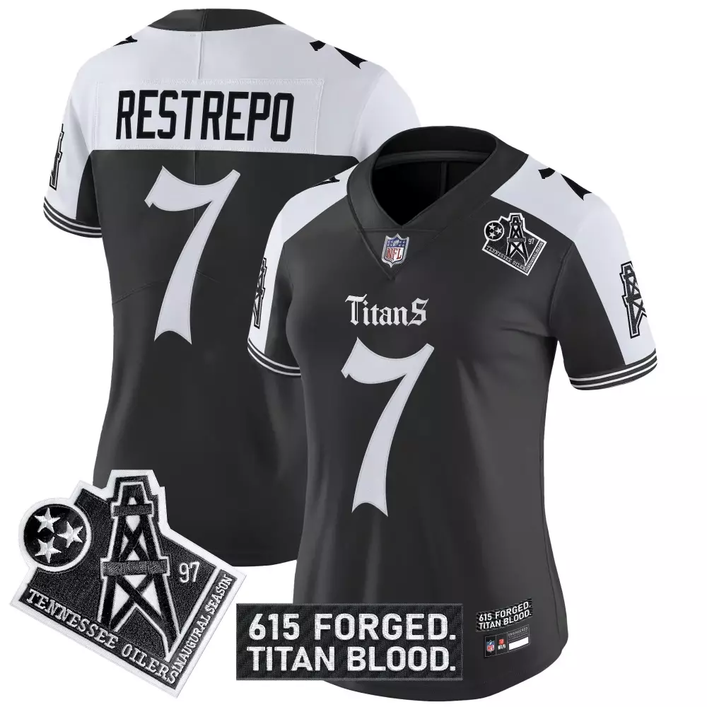 Restrepo 7 Men'S Stitched Jersey Black Tennessee Titans 615 Forged Patch 2023