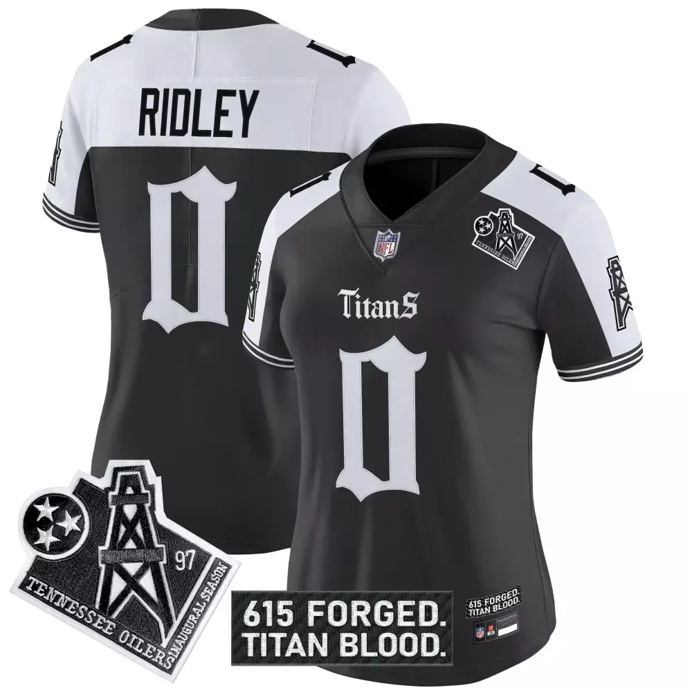 Ridley 0 Men'S Stitched Jersey Tennessee Titans Black 2023 With Name Patch