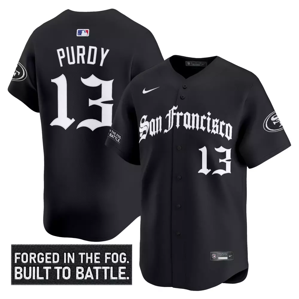 Purdy 13 San Francisco 49ers Black All Stitched Vapor Jersey | 2022 75th Patch | Limited Edition Fan Gear | For Men, Women & Youth
