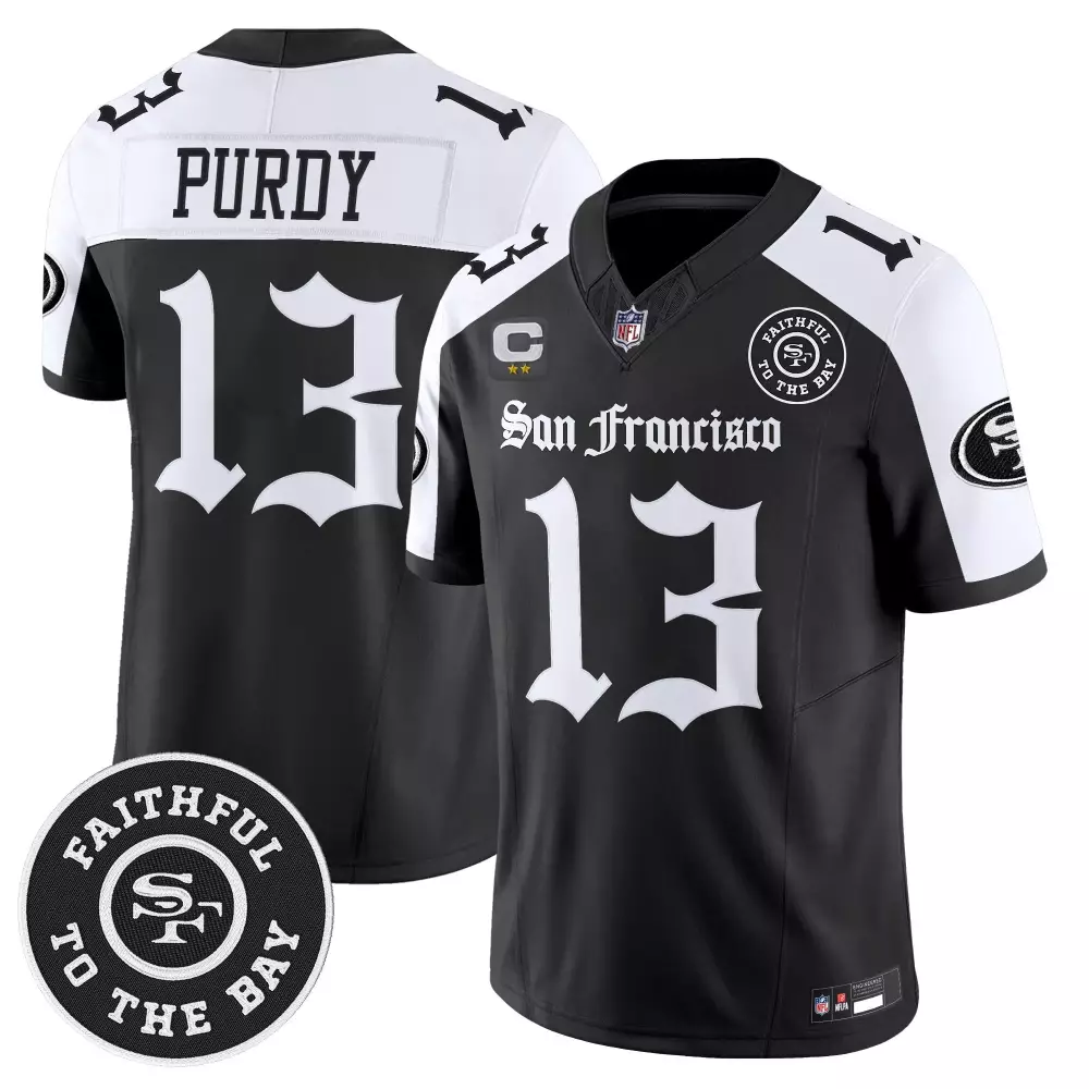Purdy 13 San Francisco 49ers Black Stitched Jersey 2023 | Faithful to the Bay | Perfect for Game Day | For Men, Women & Youth