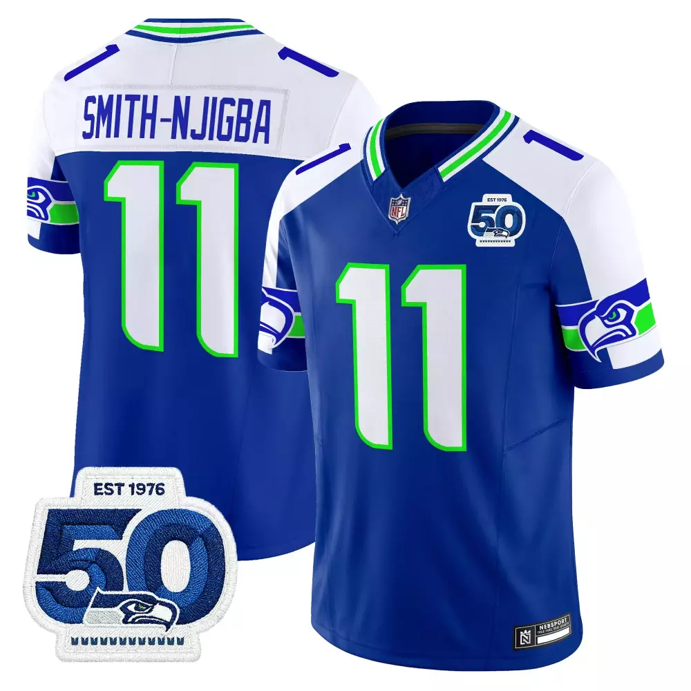 Smith Njigba 11 Seattle Seahawks 2023 Rain City Shadows Edition Stitched Jersey | White for Women | For Men, Women & Youth